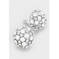 thumbnail image 2 of Trendy 1" clip on silver round raised clear stone earrings, 2 of 4