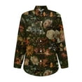 thumbnail image 6 of Endives Womens Cotton Shirt Art Printed Button Down Shirts Casual Womens Tops Long Sleeve Blouse, 6 of 7