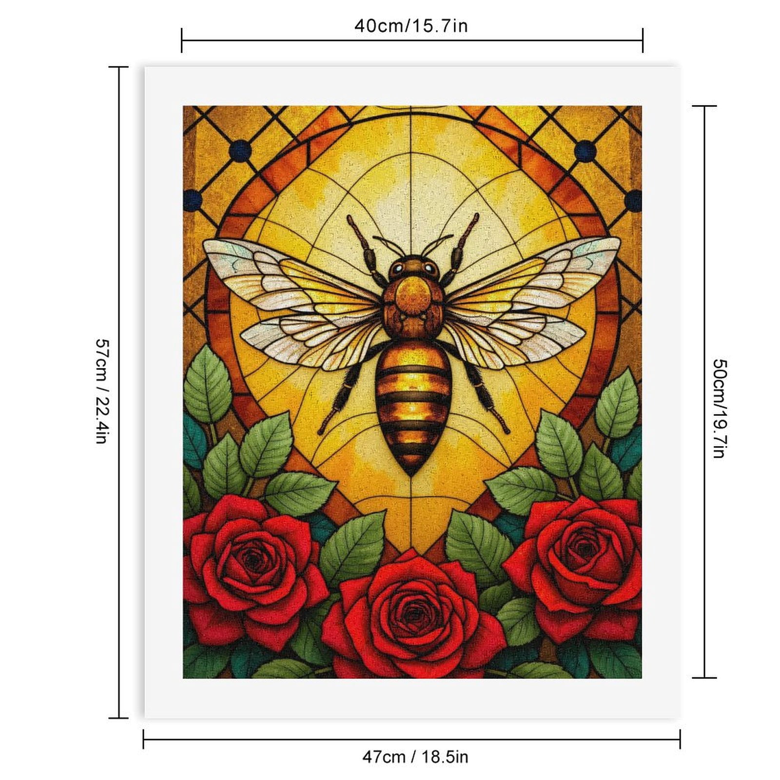Paint by Numbers Kit for Adults, Stained Glass Bee Rose Artwork Paint by Numbers, Easy Paint by Numbers Kit for Adults Beginner, DIY Adult Paint by Number Kits on Canvas, Home Decor