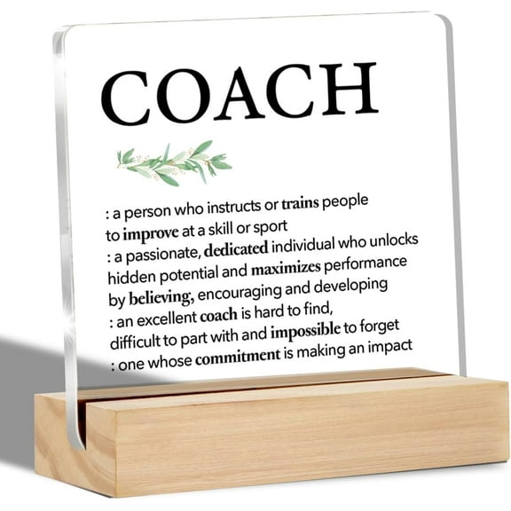 Thank You Coach Gifts Coach Definition Clear Desk Decorative Sign Coach Appreciation Gift Acrylic Sign with Stand Table Plaque Sign Keepsake Office Decor 4x4 Inch