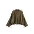 thumbnail image 3 of Women'S Faux Suede Jacket with Pocket Lapel Pilot Coat Casual Oversized Long Sleeves Trendy Streetwear Army Green S, 3 of 5