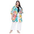 thumbnail image 2 of Women's Kimono Cardigan Floral Print Drawstring Open Front Loose Top Summer, 2 of 7