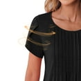 thumbnail image 4 of DondPO Womens Tops Womens Solid Color Casual Round Neck Pleated Line Chest Petal Short Sleeve T Shirt Top Blouse Womens Dressy Tops Tops for Women Trendy Black XL, 4 of 7