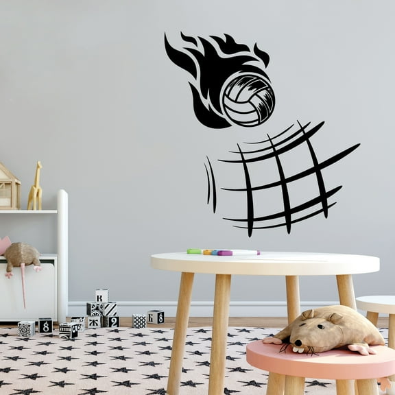 Sports Wall Decals for Boys Bedroom - Volleyball on Fire DIY & Creativity Boy Girl Bedroom Wall Sticker - Size: 9 In x 10 In