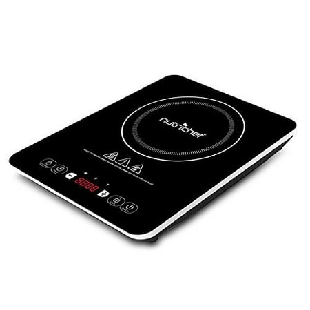 NutriChef Electric Induction Countertop Cooker - 1500W Professional  120V Digital Ceramic Cooktop Single Burner w/ Kids Safety Lock - For Stainless Steel, Cast Iron, / Magnetic Cookware -