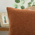 thumbnail image 2 of Phantoscope Classic Woven Textured Thick Solid Color Checker Plaid Series Decorative Throw Pillow, 12" x 20", Brown, 2 Pack, 2 of 5