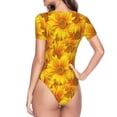 thumbnail image 4 of Naloa 3D Sunflowers Women's Short-Sleeved Onesie, One-Piece Swimsuit for Parties, dates, clubs - Small, 4 of 9