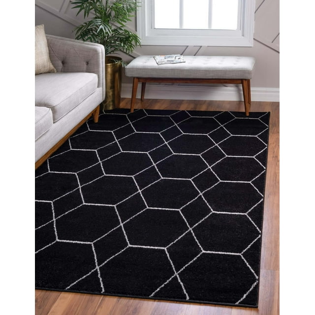 Unique Loom Trellis Frieze Collection Area Rug Modern Morroccan Inspired Geometric Lattice Design (8' 0 x 10' 0 Rectangular, Orange/ Ivory)