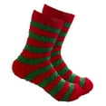 thumbnail image 2 of Helii Christmas Socks for Women Cozy Coral Fleece Crew Socks, Soft Warm Fuzzy Winter Socks with Santa Reindeer Snowflake Print, Holiday Stocking Stuffers Gift for Home Green,One Size, 2 of 3