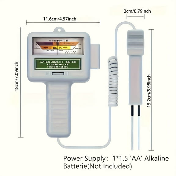 2-in-1 Portable Aquarium & Pool Water Quality Tester - PH and Chlorine Meter with LCD Interface, Durable Design for Fish Tanks, Pools (Battery Not Included) ​