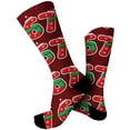 thumbnail image 3 of Bas Rouges Thème de Noël Confortables Chaussettes de Sport Mi-Mollet Imprimées 3D Mignonnes, 3 of 5