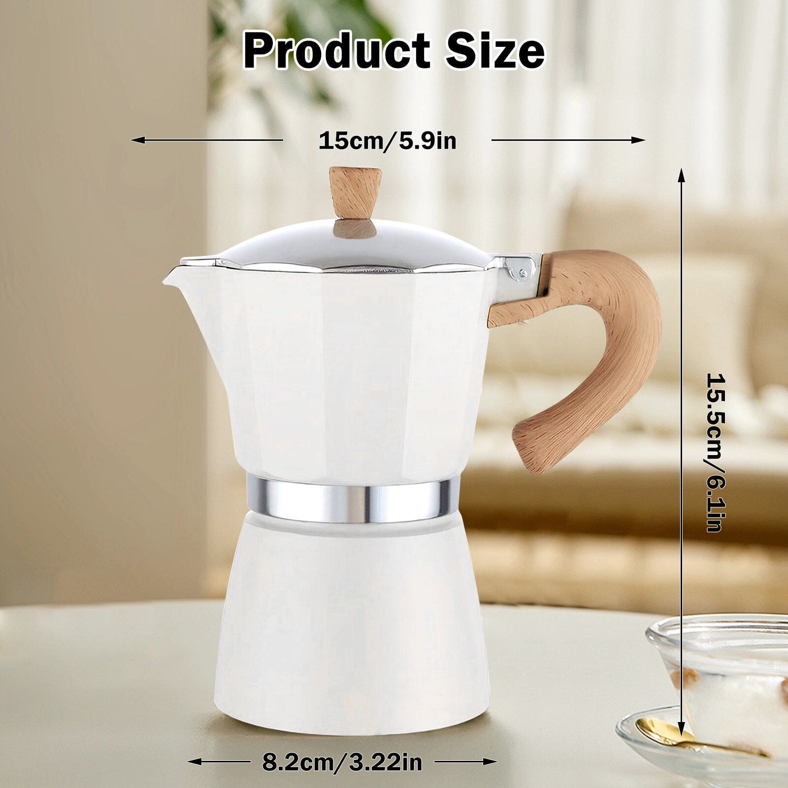 CJC Moka Pot Kit Italian Coffee Maker 3 cup/5 OZ Coffee Pot Stovetop Espresso Maker Manual Cuban Coffee Percolator for Cappuccino or Latte