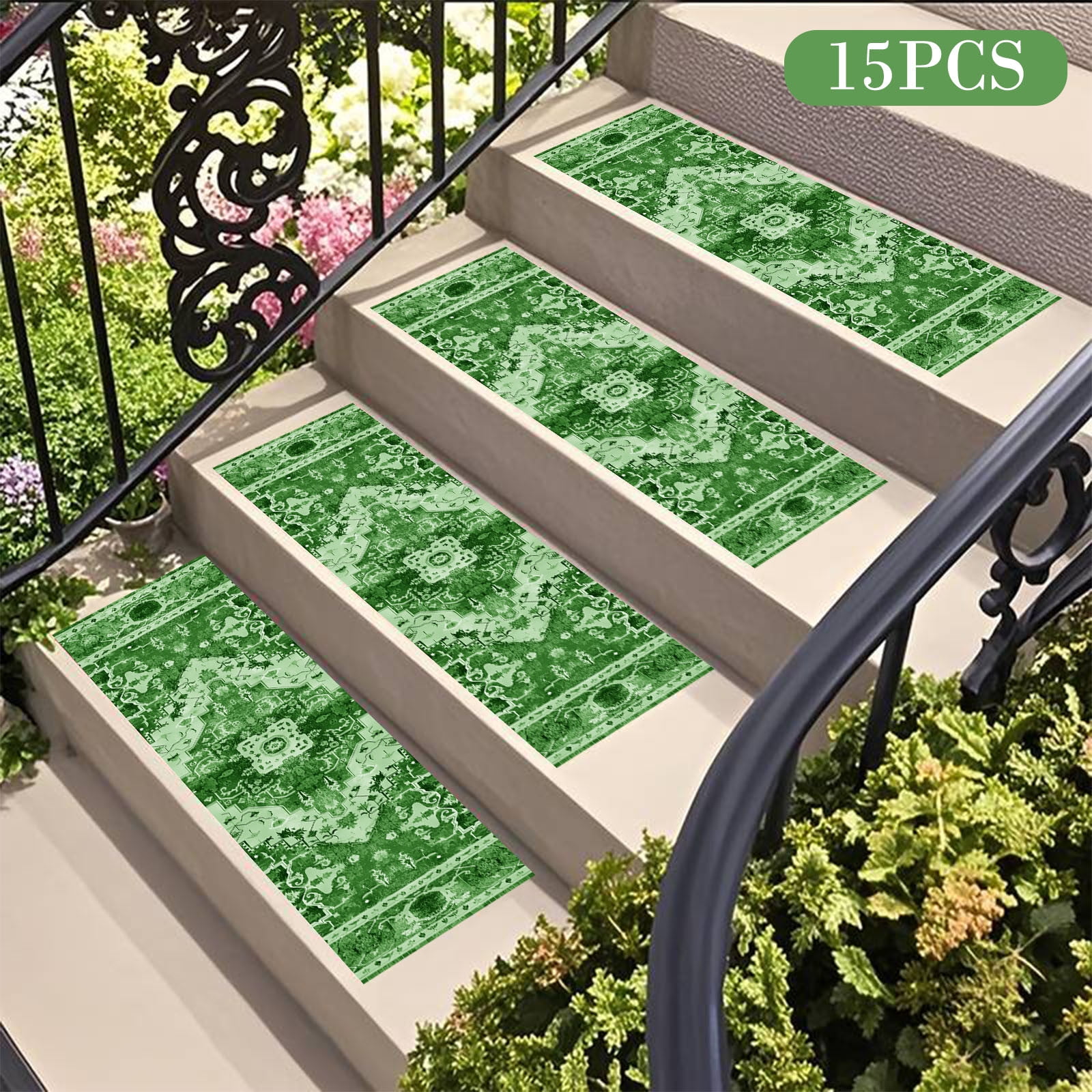 CaiYueKe 15 Pcs Non Slip Stair Treads Carpet Runner Rug Pads Anti Skid Safety Grip Tape for Stairs Indoor Outdoor Steps Pet Friendly Washable Reusable Adhesive