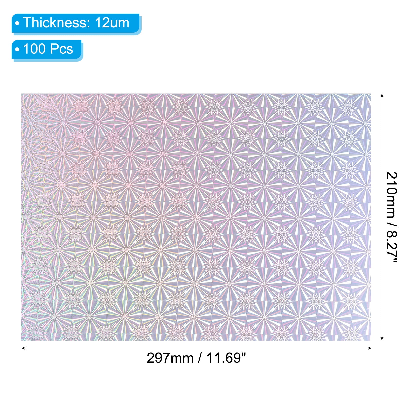 Uxcell 11.7x8.3" Hot Stamping Foil Paper Sheet, 100 Sheets A4 Heat Transfer Hot Stamping Paper Foil for Leather DIY Logo Decor Craft Gift Package Scrapbook Card, Snowflake Silver