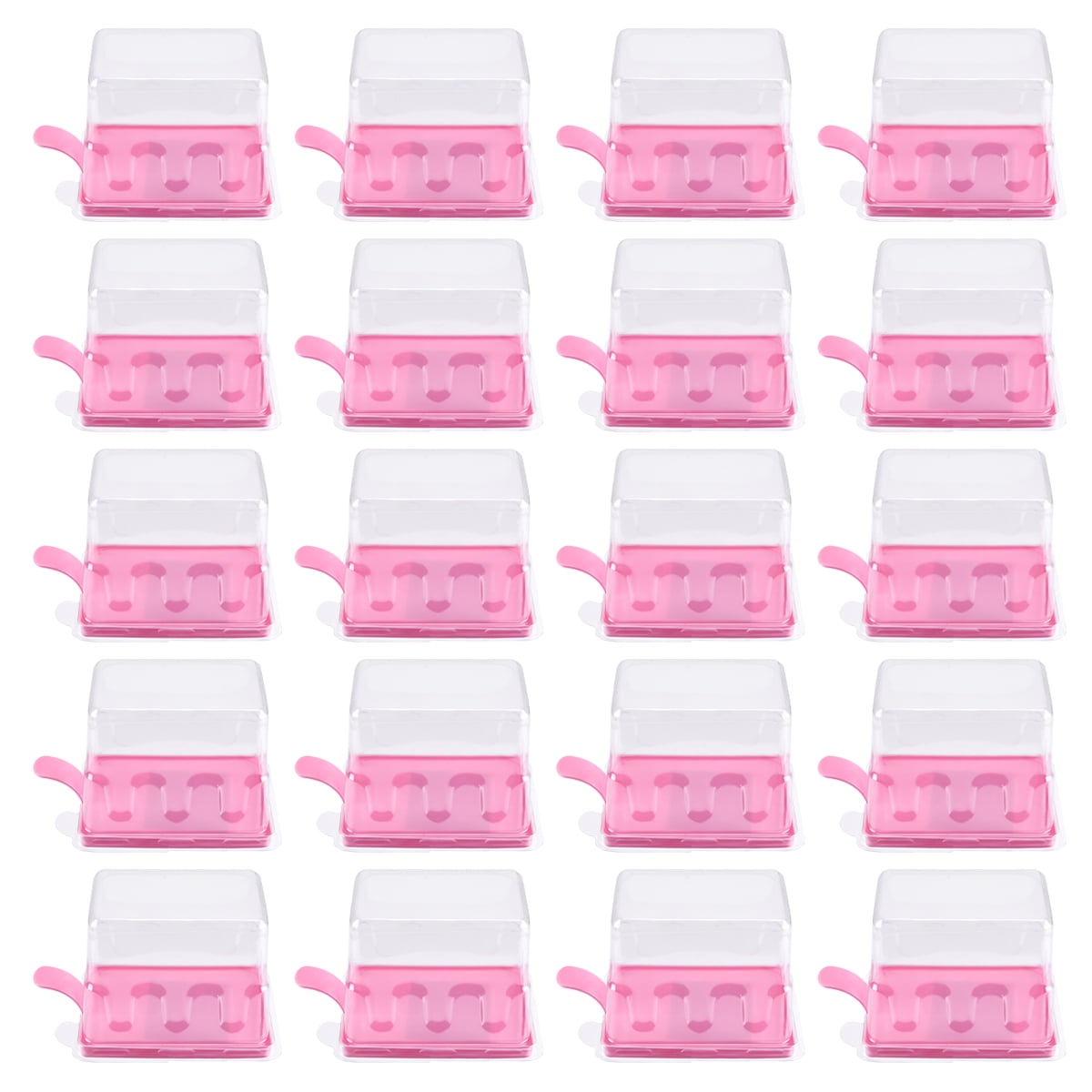 20pcs Portable Packing Box Transparent Plastic Box Rectangular Case