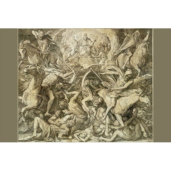 24x36 gallery poster, Four horsemen, by Julius Schnorr von Carolsfeld, 1860