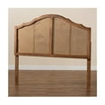 thumbnail image 5 of HomeStock Earthy Elegance 61.2"W x 50"H Classic Traditional Ash Walnut Wood and Synthetic Rattan Queen Size Arched Headboard with Woven Scalloped Detailing, 5 of 6