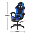 thumbnail image 4 of Gaming Chair with Bluetooth Speakers and LED Lights Ergonomic Massage Video Game Chair with Footrest High Back with Lumbar Support Blue and Black, 4 of 13