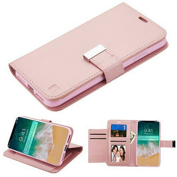 Apple iPhone Xs Max (6.5 Inch) Phone Case Leather Flip Credit Card / Cash Wallet Cover Stand Pouch Folio Magnet with extra Slots Case Cover - Rose Gold Phone Case for Apple iPhone Xs Max