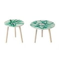 thumbnail image 3 of Tcbosik 2 Pack Side Tables with Watercolor-Style Succulent Design, Small End Table, Night Stand for Bedroom, Living Room, Easy Assembly, White & Green, 3 of 6