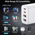 thumbnail image 3 of Bloque de cargador USB C, 40 W, 4 puertos, PD+ QC, paquete de 3, blanco, 3 of 7