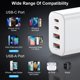 thumbnail image 3 of Bloque de cargador USB C, 40 W, 4 puertos, PD+ QC, paquete de 3, blanco, 3 of 7