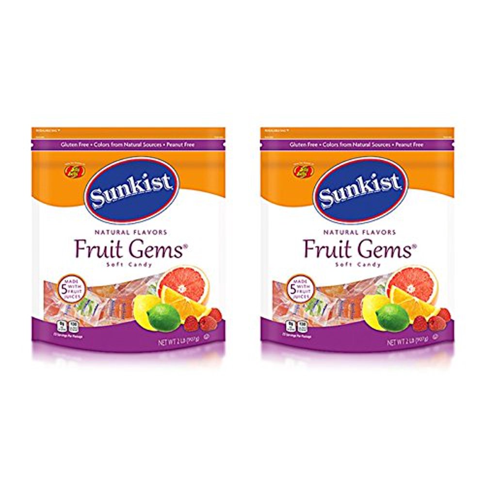 Sunkist ( 2 PACK ) Natural Flavors Fruit Gems Soft Candy Made With 5
