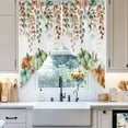 thumbnail image 2 of Swag Curtains Valances for Windows, Fall Thanksgiving Short Kitchen Window Curtains Over Sink, Orange White Green Pumpkin Leaf Cafe Curtains Panel Set Of 2,Rod Pocket, 36 Inches Length, 2 of 8