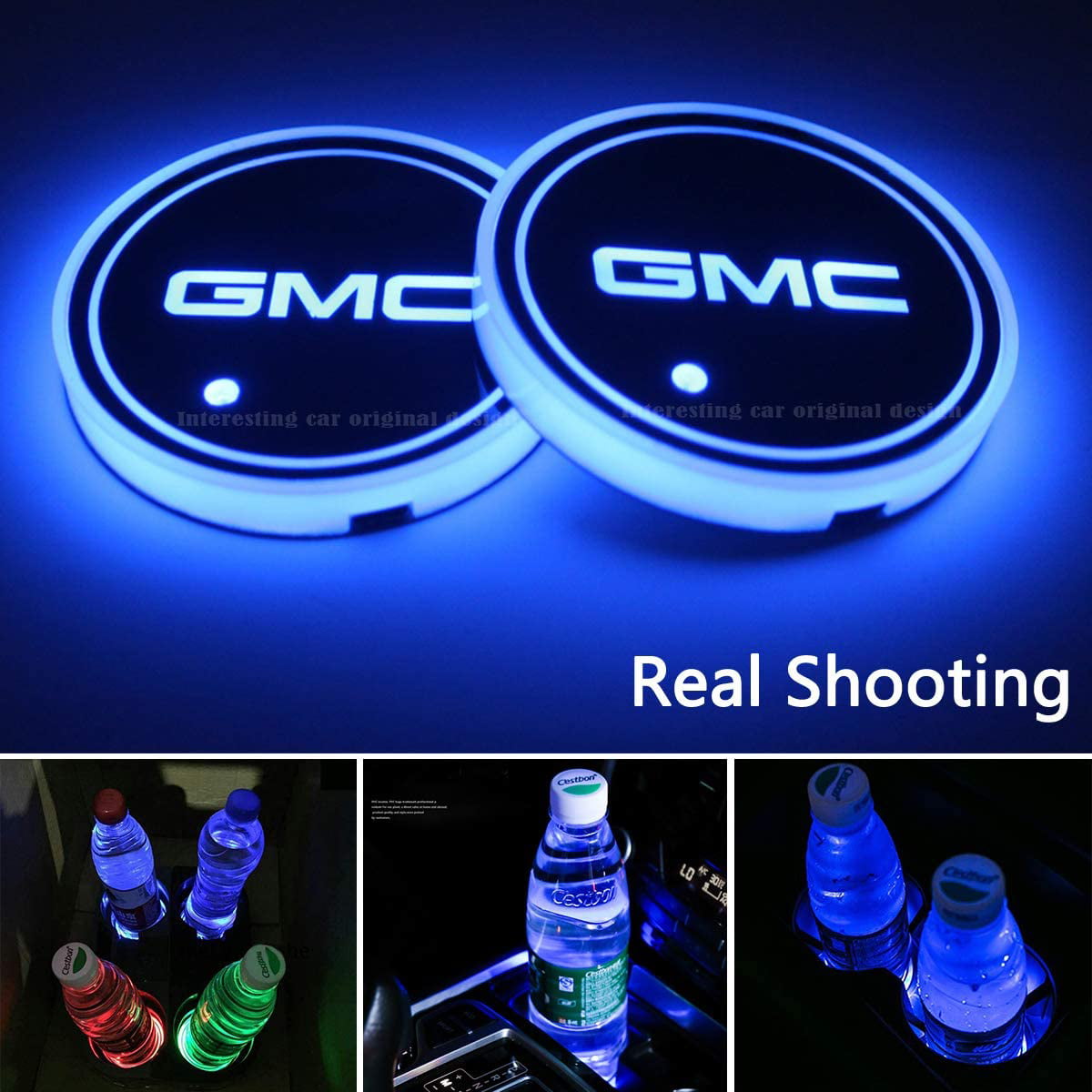 fit Ben-Z-AMG Interestingcar LED Car Cup Holder Lights,Waterproof Bottle Drinks Coaster Built-in Light 7 Colors Changing USB Charging Mat LED Cup Mat Car Atmosphere Lamp 2PCS 