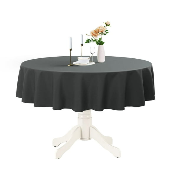 Romanstile Nappe Ronde Imperméable, Résistante aux Taches, Lavable, Sans Plis, en Polyester pour Cuisine, Salle à Manger, Fête, Mariage, Intérieur et Extérieur - Gris, 60 Pouces