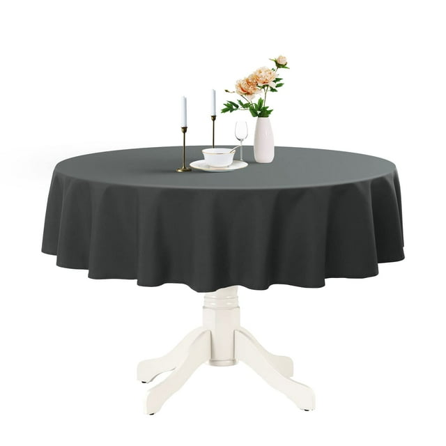 Romanstile Nappe Ronde Imperméable, Résistante aux Taches, Lavable, Sans Plis, en Polyester pour Cuisine, Salle à Manger, Fête, Mariage, Intérieur et Extérieur - Gris, 60 Pouces