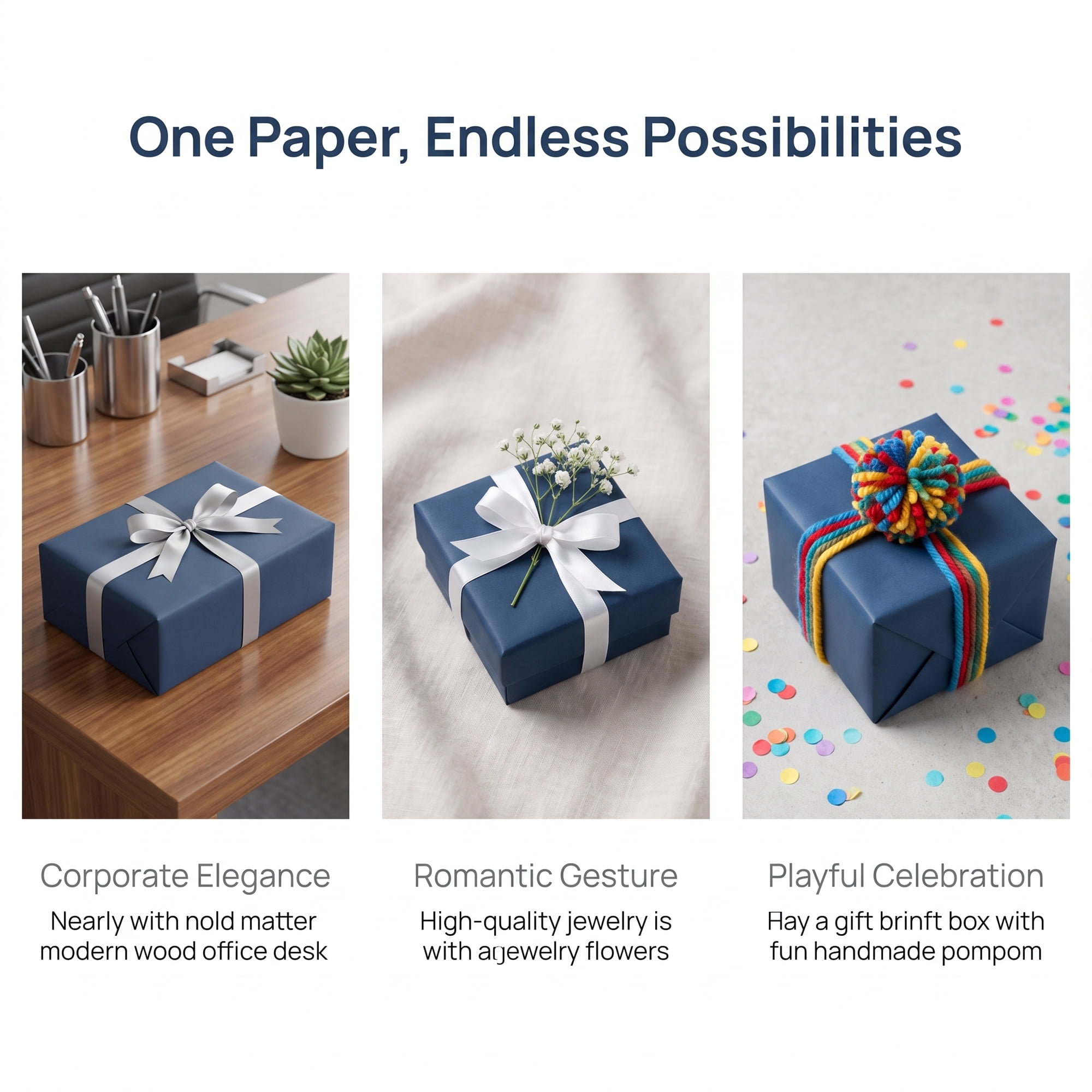 Unique Bargains Thick Gift Wrapping Paper Anti-Tear Giant Matte Sheets Blue 39.4" x 27.6"