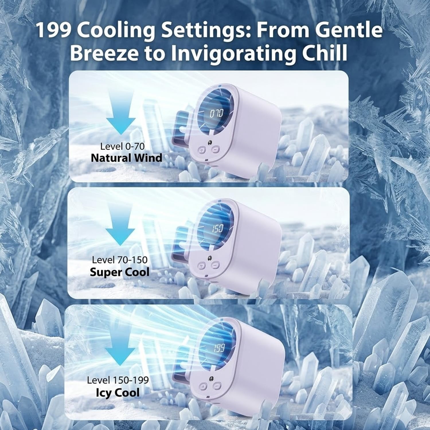 2026 Car Clip On Air Conditioner Fan with LED Display - 360° Rotation, 199 Speeds Adjustable, USB Rechargeable Personal Cooling Fan, 16℃ Semi-Cooling Wide Clamp 2000mAh Battery(wwx)