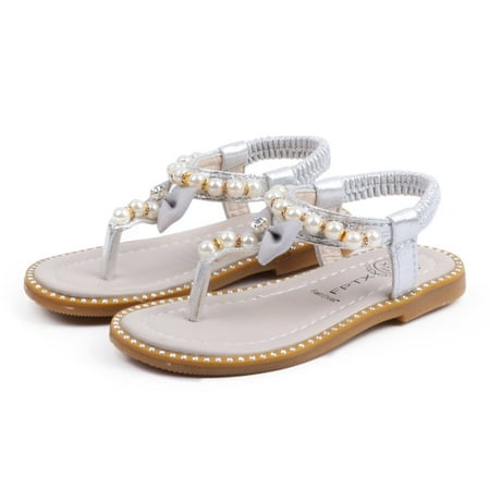 

〖Roliyen〗Girls Sandals Kids Pearl Summer Baby Boeknot Crystal Shoes Sandals Princess Girls Infant Baby Shoes