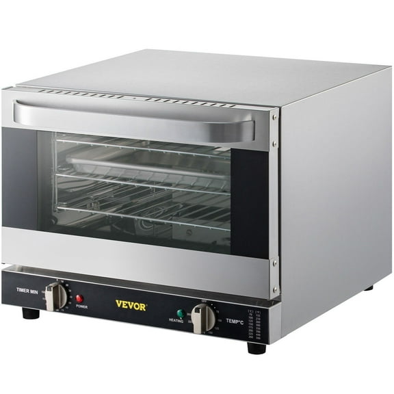 3-Tier Countertop Convection Oven Commercial, 1440W 21L Electric Baking Oven with Glass Door View Window, Includes Trays, Racks and Gloves