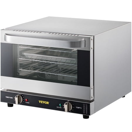 3-Tier Countertop Convection Oven Commercial, 1440W 21L Electric Baking Oven with Glass Door View Window, Includes Trays, Racks and Gloves