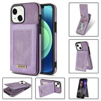 Dteck Leather Wallet Case for iPhone 13 with RFID Blocking Card Slots Magnetic Button Kickstand Function Business Style Men Women Case For iPhone 13,Purple