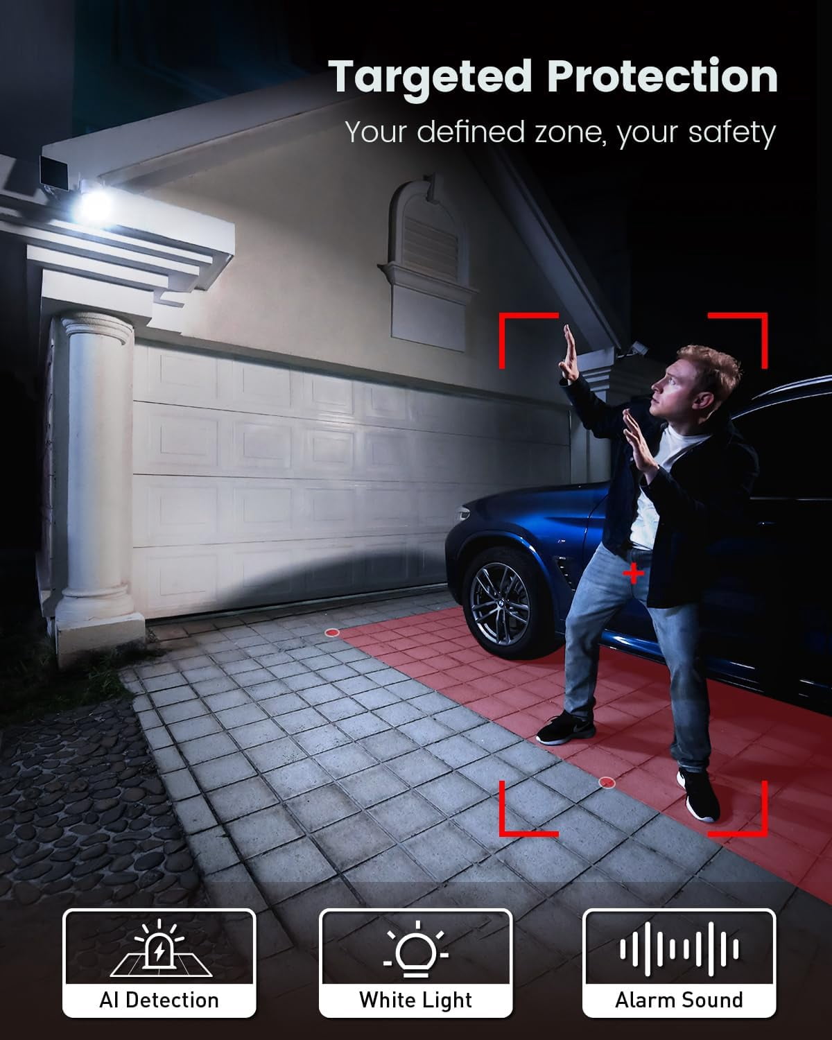 AOSU 3K/5MP Security Cameras Wireless Outdoor, Solar Powered 400-Lumen Spotlight Camera, 360° Pan/Tilt Surveillance, Night Vision, 2.4G WiFi Camera, Auto Tracking, AI Human/Vehicle/Pet Detection