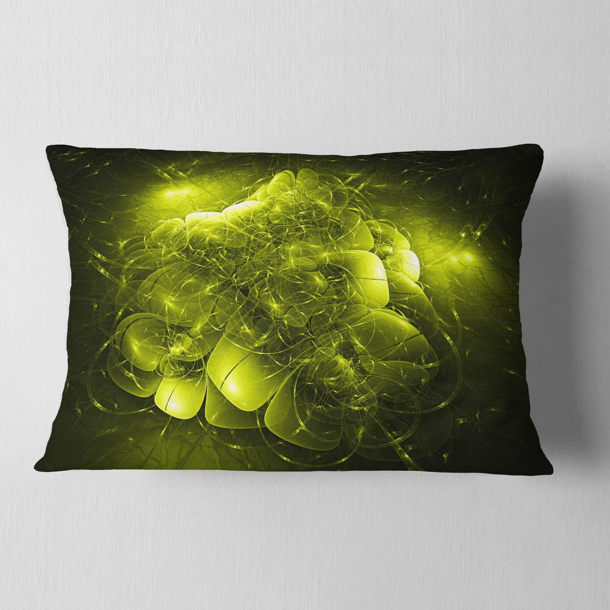 Designart Alien Mystical Flower Yellow - Floral Throw Pillow - 12x20