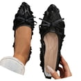 thumbnail image 2 of Casual Shoes for Women Elegant Wide Fit Lace Mesh Pointed Toe With Bow Breathable Casual Shoes For Everyday Wear,Black,CN:40(US:8.5), 2 of 7