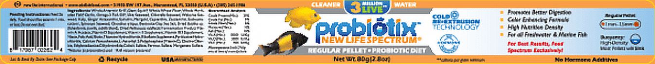 New Life Spectrum Probiotix Enhanced Digestion Fish Food Pellets, Regular (1-1.15mm), 2.8 oz