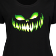 thumbnail image 4 of Inktastic Wide Grinning Pumpkin Face in Lime Green Glow Women's Plus Size T-Shirt, 4 of 5