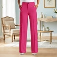 thumbnail image 2 of Gpoecd Pantalon Grande Taille pour Femmes Taille Haute Jambe Droite Fluide Drapé Confortable Tenue de Bureau Décontractée Bas à Jambe Grand avec Poches Pantalon à Jambe Grand Femmes Rose,G, 2 of 7
