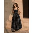thumbnail image 1 of Vestido Largo Elegante Con Lunares Blancos Sobre Fondo Negro, Cuello, 1 of 20