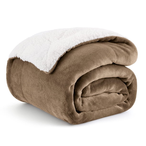 Manta Bedsure Sherpa de forro polar para sofá, 130 x 150 cm, color camel