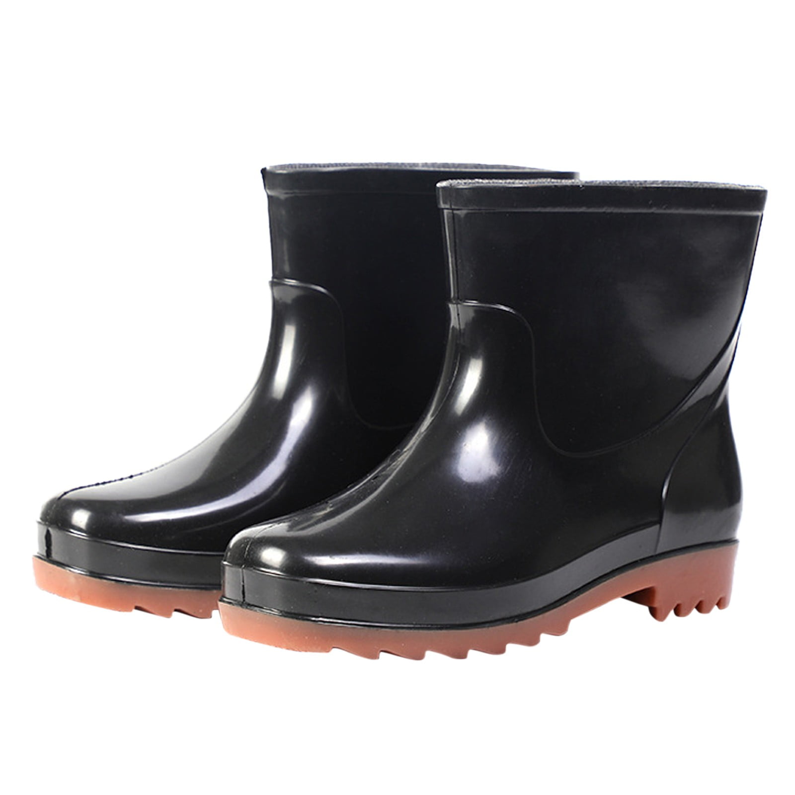 Mepaouo Mens Rain Boots Waterproof Slip on Ankle Booties Hardwearing Anti Skidding Patchwork Walking Shoes