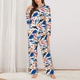 thumbnail image 2 of Gukieu Cute Sea Animals Print Women's Long Sleeve Pajama Set, Button Top Elastic Pocket Pajama Pants Two Piece Set Home Wear-XX-Large, 2 of 7