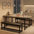 thumbnail image 2 of Dining Table Set for 4-6,63" Extendable Kitchen Table with 2 Upholstered Bench,Space Saving,for Apartment, 2 of 9