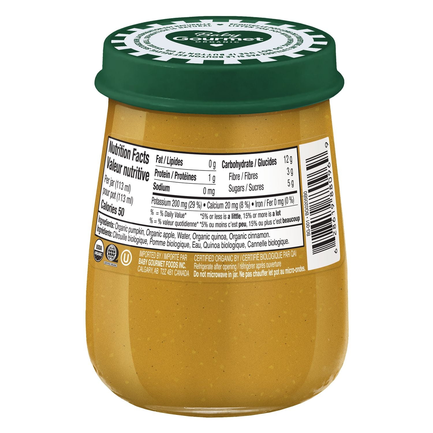 Baby Gourmet Pot Biologique Citrouille Pomme Quinoa 113ml