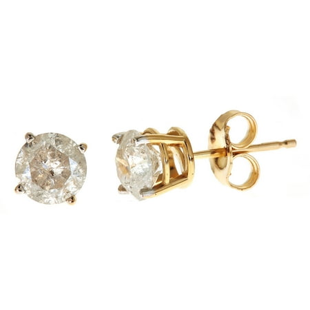 1.5 Carat T.W. Round White Diamond 14kt Yellow Gold Stud Earrings, IGL certified
